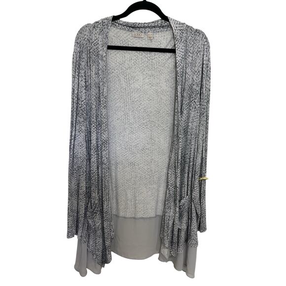 LOGO Lori Goldstein Open Front Cardigan Size 3X Lagenlook Snake Print Classic - Picture 1 of 6